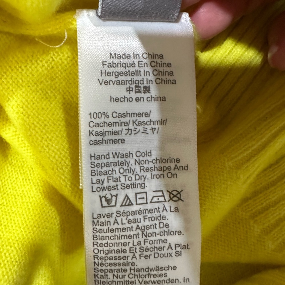J. Crew Cropped 100% cashmere crew-neck sweater Size M Lemon Sorbet color - Picture 10 of 10